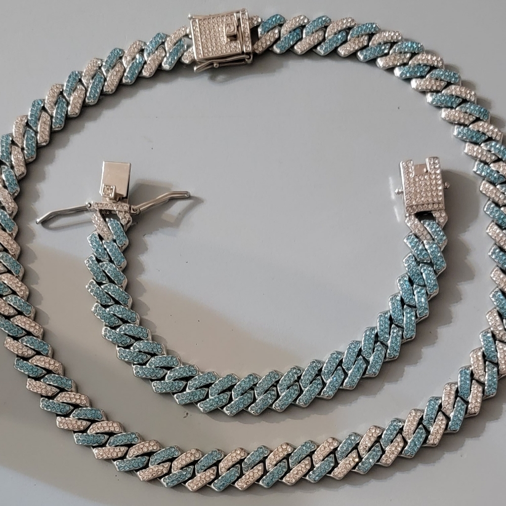 🥶 iced out 20" Necklace with 8" iced out matching bracelet